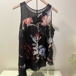 White House Black Market Asymmetrical Floral Blouse